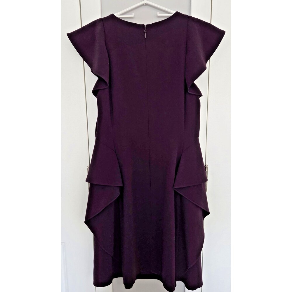Rebecca Taylor Ruffle Crepe Dress | Plum Wedding Guest | Size 4 | NWT - Picture 3 of 9